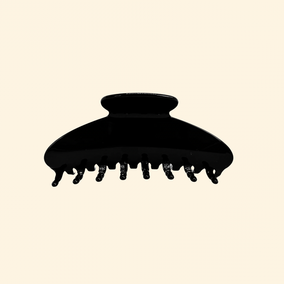 Presilha de cabelo grande em acetato preto, sem aplicações — Catherine Orzes