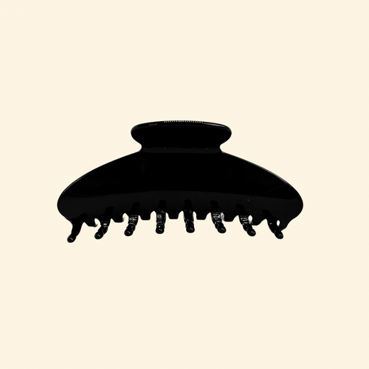 Presilha de cabelo grande em acetato preto, sem aplicações — Catherine Orzes