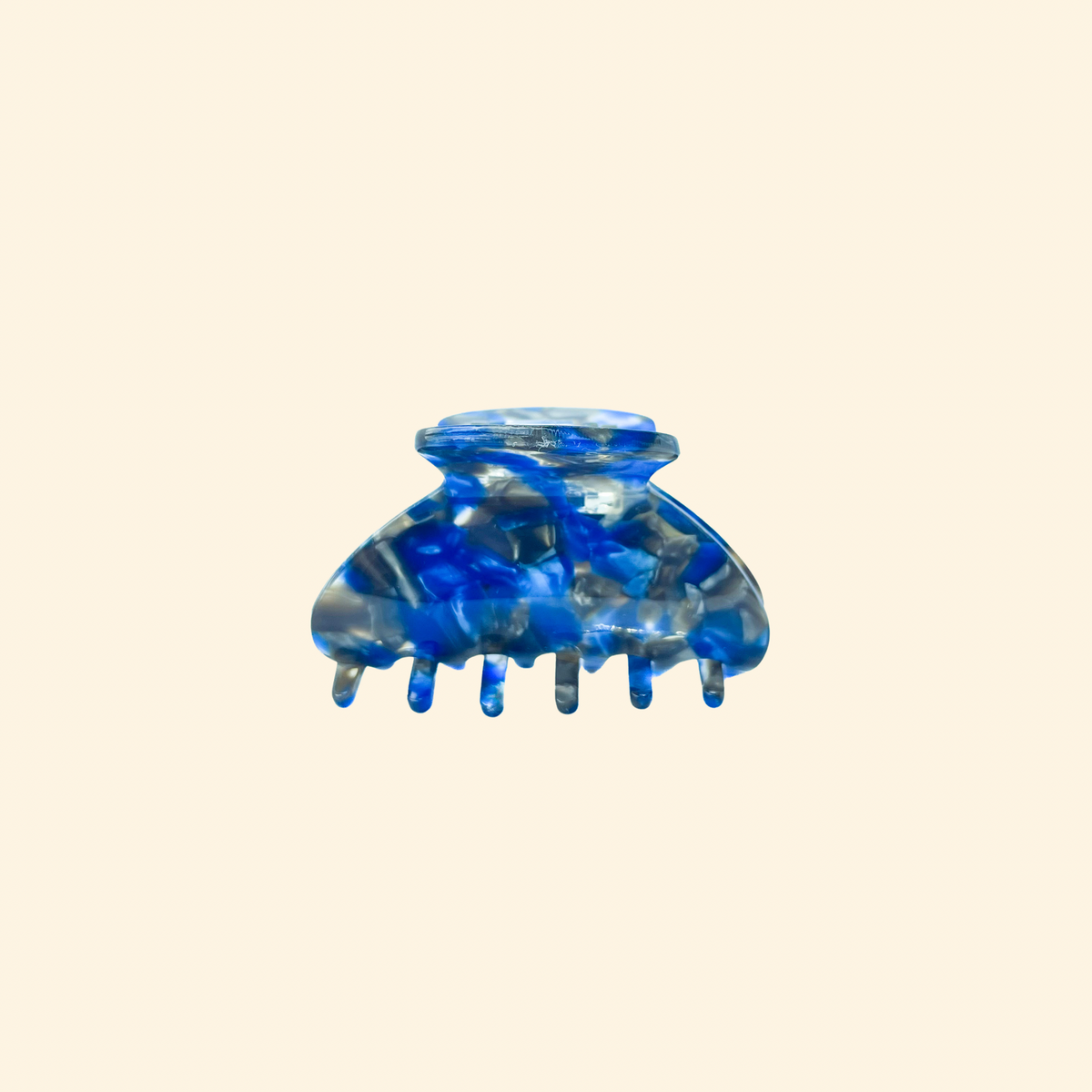 Presilha de cabelo em acetato mosaico azul, sem aplicações — Catherine Orzes