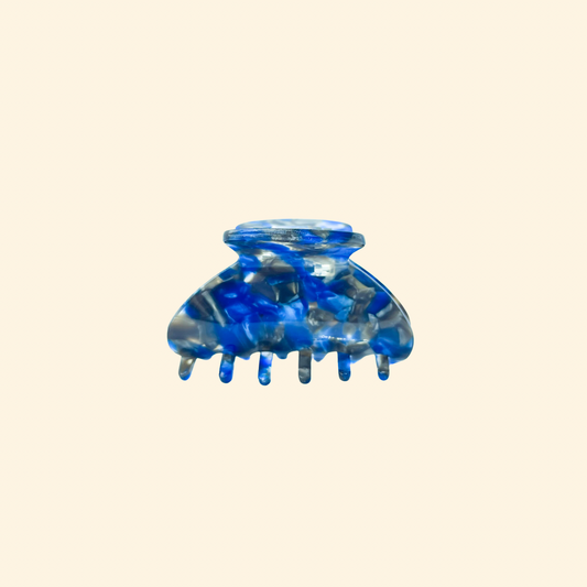 Presilha de cabelo em acetato mosaico azul, sem aplicações — Catherine Orzes